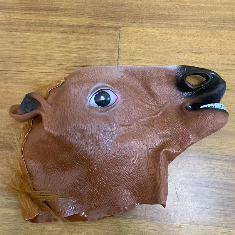 Herren Braunes Pferd Masken Mädchen Lustige Pferdekopfmaske Latex Tiermaske Neuheit Halloween Cosplay Kostüme Kopfbedeckung Mascara De Latex