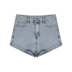 Damen-Denim-Shorts Lässige High-Waist-Shorts Retro-Waschung Button-Fly Sexy Hot Pants Eng anliegende Sommershorts