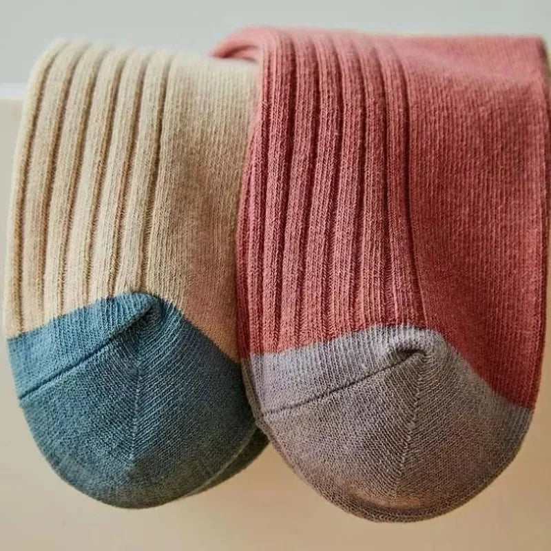 5 Paar gestreifte Socken für Damen, bequem, weich, mittellang, Winter, Harajuku, lustige Freizeitsocken, Damenstrümpfe, Strumpfwaren