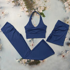 Scrunch-Sportanzug Damen Yoga-Set Gymnastik-Kleidung Sexy Sport-BHs und Schlaghosen-Sets Fitness-Outfits Damen Trainingskleidung