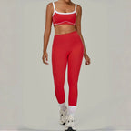 2PCS Damen Yoga-Set Hohe Taille Peach Hip Herausnehmbare Polsterung Sport-BH Hose Fitnessanzug Laufen Workout Gym Leggings Yoga-Set