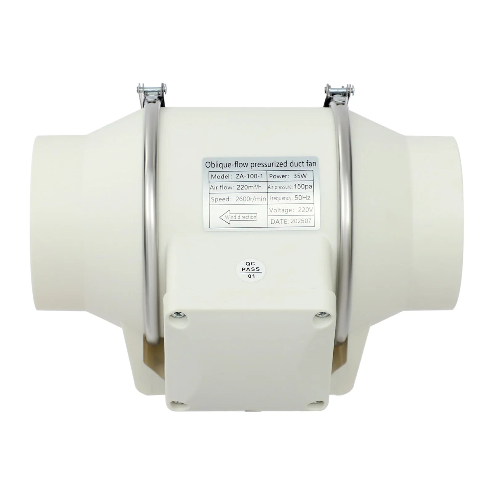 220V Abluftventilator, leiser Inline-Lüfter Abluftventilator für Küche/Bad/Nasszelle, 2600 U/min