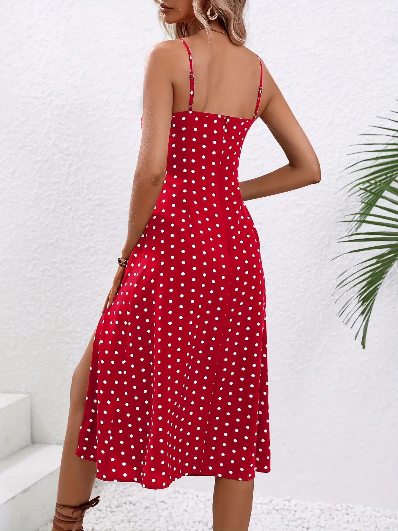 Damen Blumenmuster Spaghettiträger Sommer Boho Strandkleid Druck Elegant Träger Eckiger Ausschnitt Schlitzkleid Vestidos 2024