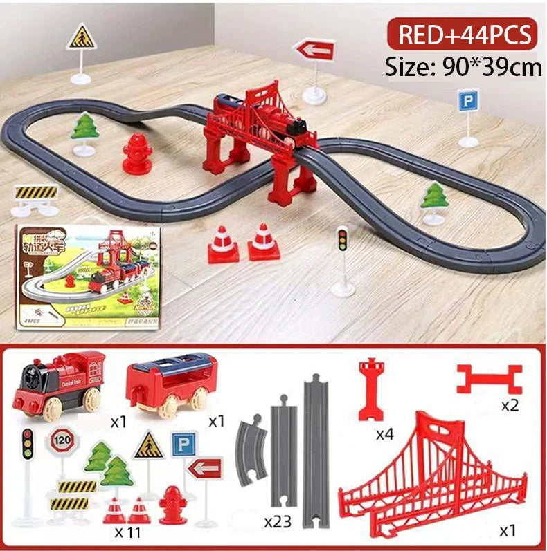 44 Teile/Set Elektrische Eisenbahn Schienensets Zusammenbau Schienenwagen Spielzeug Junge Pädagogisches Simulationsmodell Weihnachts-Geburtstagsgeschenk