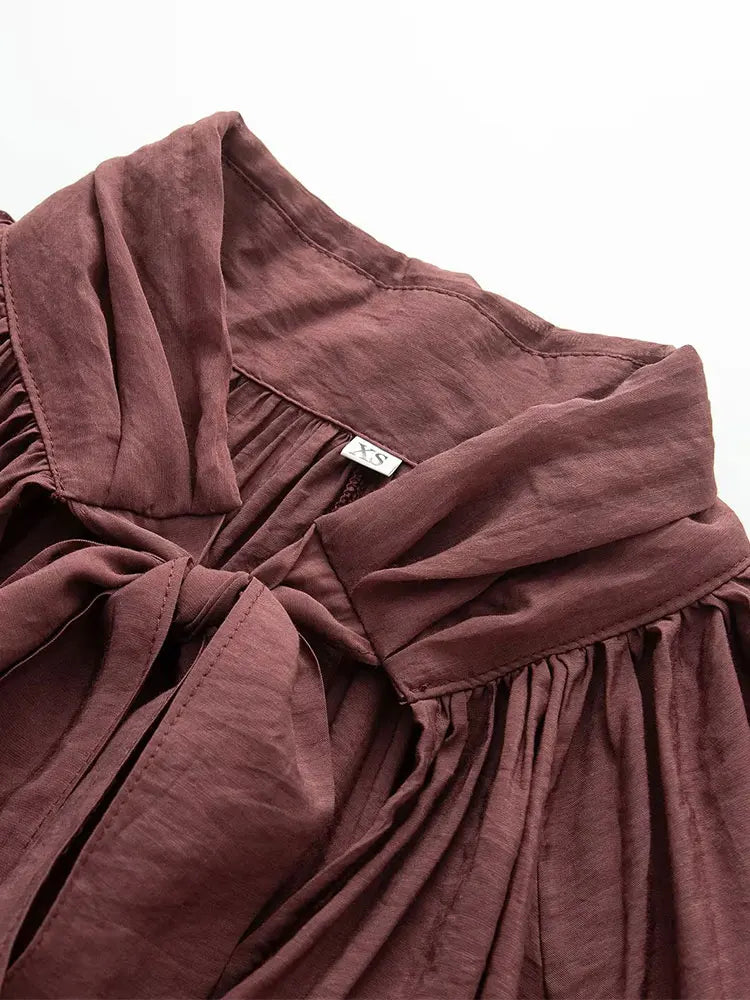 NLZGMSJ Schleifendekoration Locker Langärmlige Blusen für Damen Neue Mode Rüschenkante Hemden und Blusen Damen Top