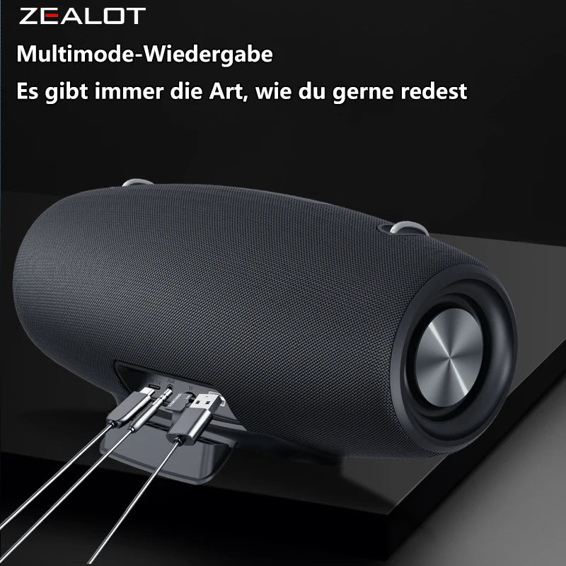 ZEALOT S67 Tragbarer Bluetooth-Lautsprecher mit Schultergurt, wasserdicht für den Außenbereich, Stereo-Klang, starker Bass, 40 Std. Wiedergabe