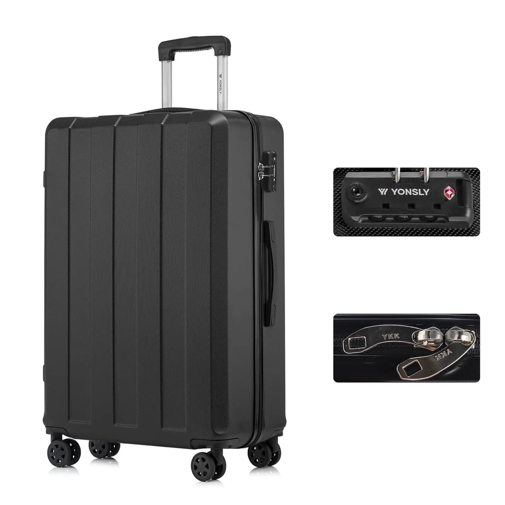 YONSLY Hartschalenkoffer 20/24/28 Zoll mit TSA-Schloss YKK-Reißverschluss 4 leise 360°-Rollen Netzfach Trolley Rollgepäck Handgepäck Koffer für Geschäftsreisen, Urlaube, Familienausflüge und Wochenendtrips