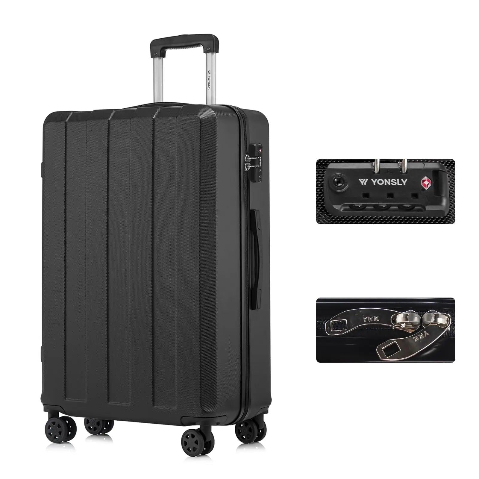 YONSLY Hartschalenkoffer 20/24/28 Zoll mit TSA-Schloss YKK-Reißverschluss 4 leise 360°-Rollen Netzfach Trolley Rollgepäck Handgepäck Koffer für Geschäftsreisen, Urlaube, Familienausflüge und Wochenendtrips