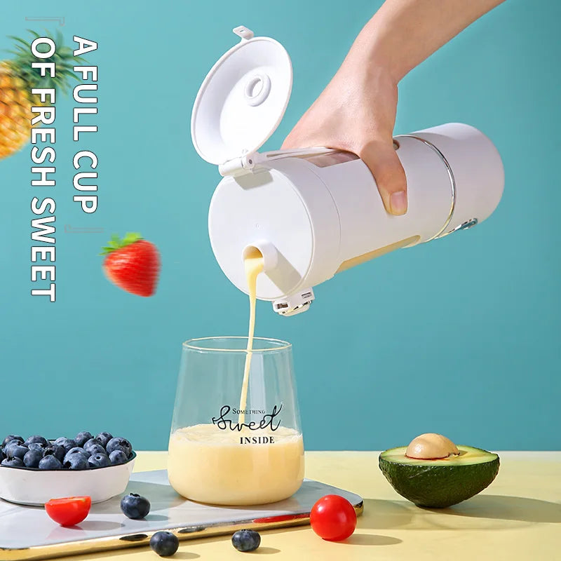 Neuer tragbarer Saftmixer für Shakes Smoothie 700ML Robuster Entsafter Stahlklingen 2-in-1 Mixer Flasche Smoothie tragbar
