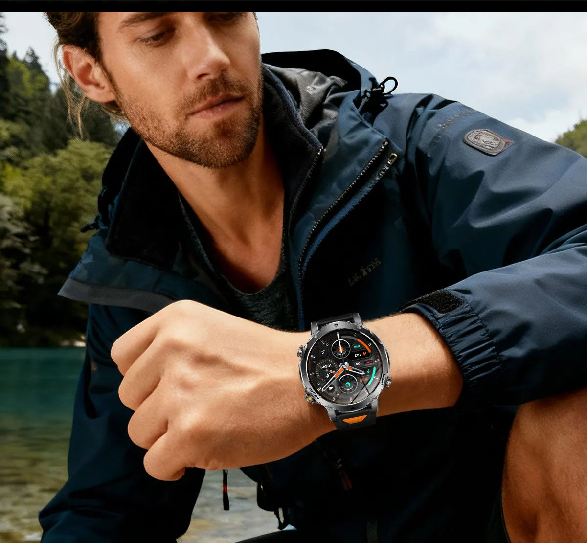 2026 Neue TANK Ultra 1400mAh Akku Militär Smartwatch 10ATM Wasserdicht Herzfrequenz Taktische LED Taschenlampe Herren Sportarmband