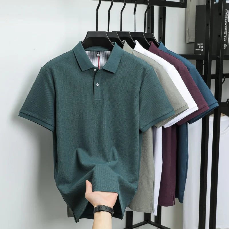 Polo-Shirt aus 100 % reiner Baumwolle, Kurzarm, High-End-Luxusmarke, Mode, Paul Pony Stickerei, Golf, Business Casual Herren T-Shirt