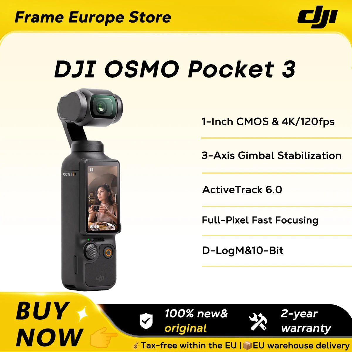 [Neu&Original] DJI OSMO Pocket 3 Leistungsstarker 1-Zoll-Sensor 4K/120fps 2-Zoll Drehbares Touchscreen Original Neu EU-Lager Hauptbild