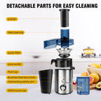 BRIEFNESS Entsafter Zentrifugalentsafter Ganze Früchte Gemüse 500W 65mm Weite Öffnung 2 Geschwindigkeiten 500ml Effizienter Saftbereiter