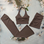 Scrunch-Sportanzug Damen Yoga-Set Gymnastik-Kleidung Sexy Sport-BHs und Schlaghosen-Sets Fitness-Outfits Damen Trainingskleidung