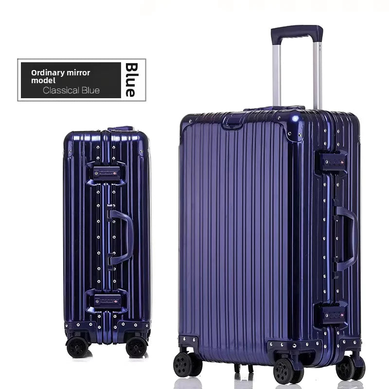 KLQDZMS Deutscher Koffer aus Aluminium-Magnesium-Legierung, 20 Zoll, Handgepäck, 28 Zoll, großes Fassungsvermögen, Reisekoffer aus Leder für Geschäftsreisen