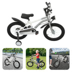 16 Zoll Kinderfahrrad Carbonstahl Mountainbike mit Stützrädern & LED-Licht für 5-8 Jahre, Höhenverstellbar, 60kg