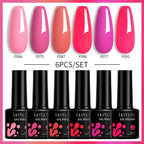 LILYCUTE 6PCS Gel-Nagellack-Set Sommer Neon Nagellack-Gel-Kits für DIY Nagel Semi-Permanenter UV-Lampe Gellack Nagellack-Set