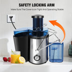BRIEFNESS Entsafter Zentrifugalentsafter Ganze Früchte Gemüse 500W 65mm Weite Öffnung 2 Geschwindigkeiten 500ml Effizienter Saftbereiter