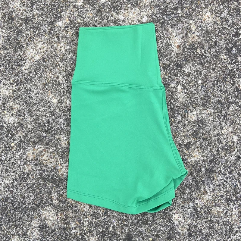 Sexy einfarbige Damen-Fitness-Sportshorts, hohe Taille, athletische Yoga-Shorts, Bein-Radfahren, umfassendes Training, Jogging, Squat-Proof
