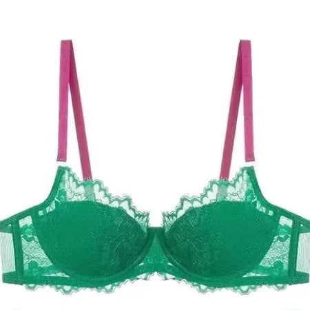 Sexy Spitzen-BH- und Höschen-Set, Minimizer, Anti-Sagging, vollflächig bedeckend, verstellbarer Bügel, große Bruststütze, dünne Seitenstütze, kein Überlaufen