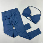 UETEEY Set für Damen, Trägerloser Yoga-BH, Sport-Top, Workout-Leggings-Set, Nahtloses Fitnessstudio-Set, Fitnesskleidung, Outfit, Activewear