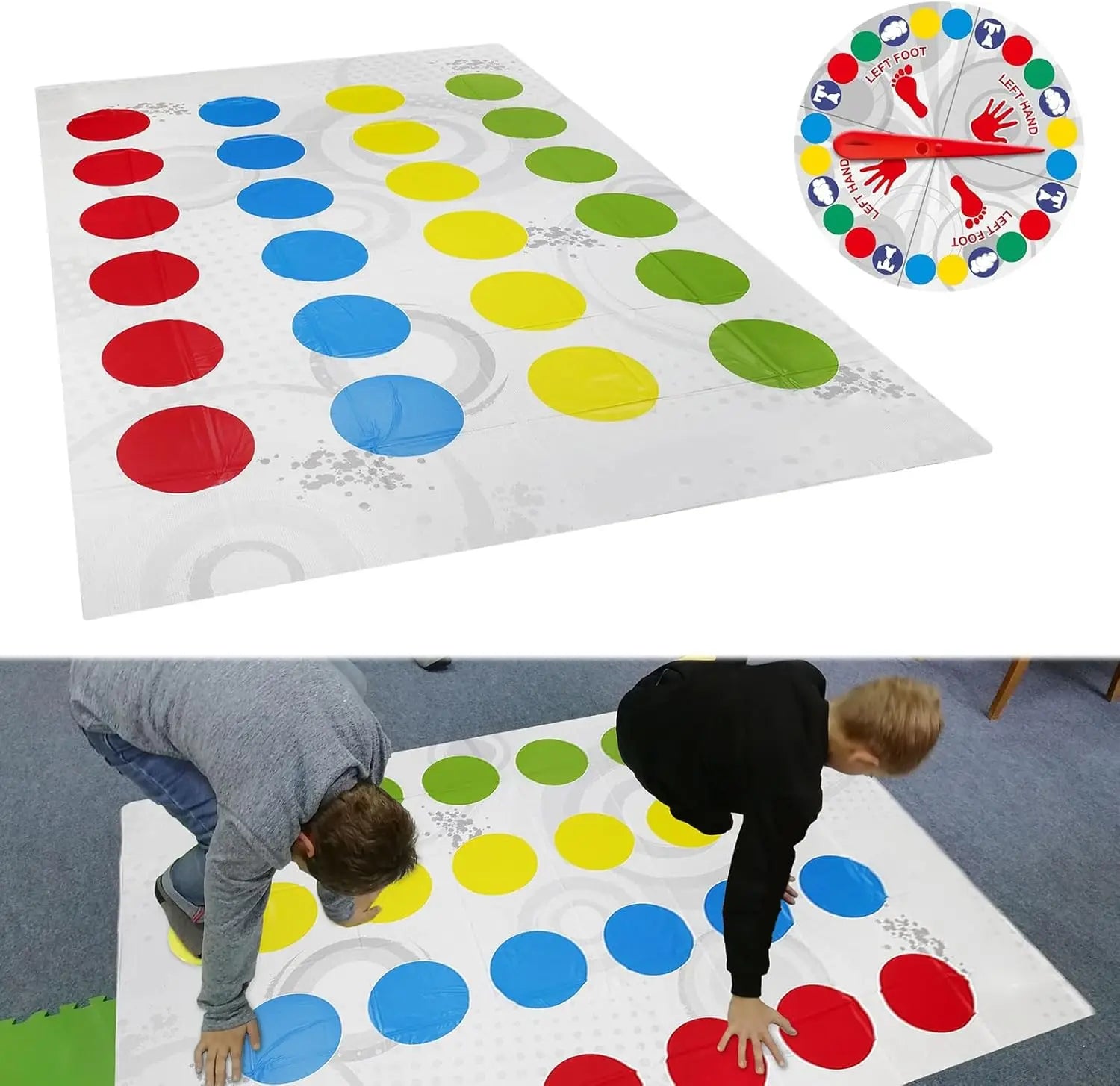 Twister Spiel Twister Lustiges Balance Familienspiel mit Drehscheibe Bodenmatte Bodenspiel Geschenk für Kinder Familiengeburtstagsfeier
