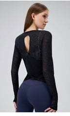 Yogaanzug Damen Langarmshirts Schöne Rücken Sportanzug Tops Schmale Lose Bluse Pilates Fitness Gym Anzug Laufbekleidung