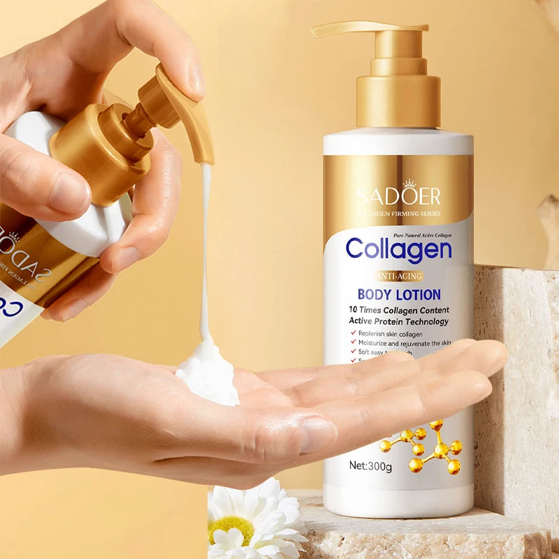 Kollagen Körperlotion zur Straffung & Hydratation – Intensive Feuchtigkeitspflege Anti-Aging-Haut für trockene, schlaffe Haut, Pflege 300g/Stück Hauptbild