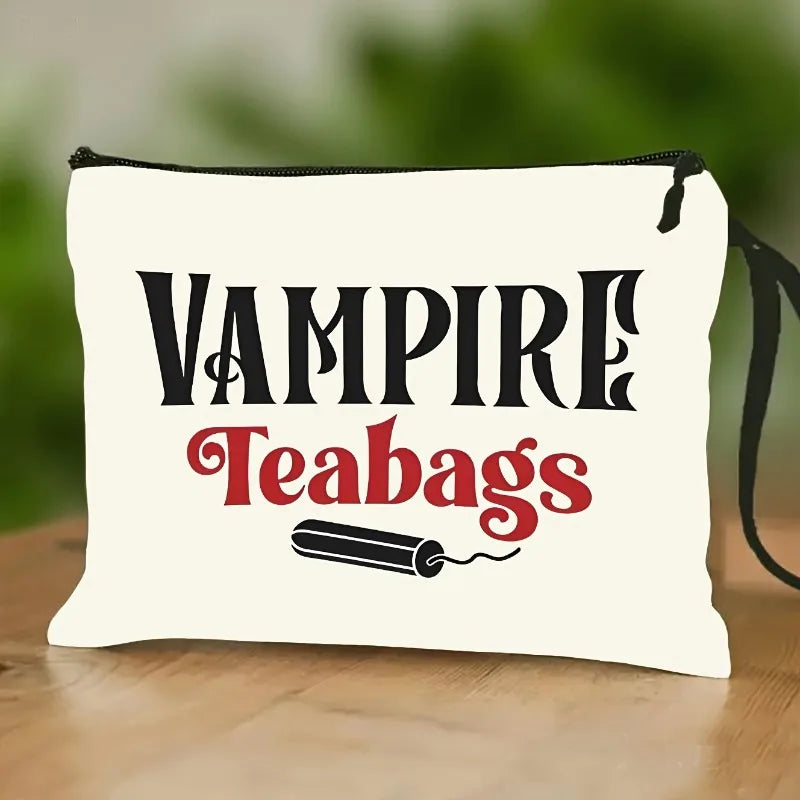 VAMPIRE Teabags Themed Kulturtasche Menstruationstasse Beutel Modische Tragbare Reise-Organizer Kreative Handgelenktasche Make-up-Taschen Hauptbild