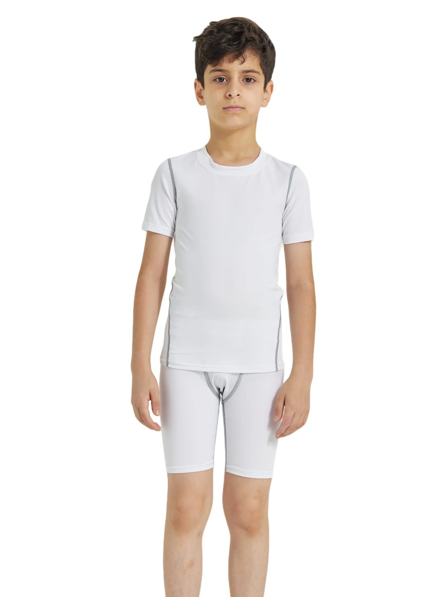 Youth Boys' Compression Sports Set Short Sleeve Athletic Shirts & Shorts Base Layer Set Sports Youth for Kids Football