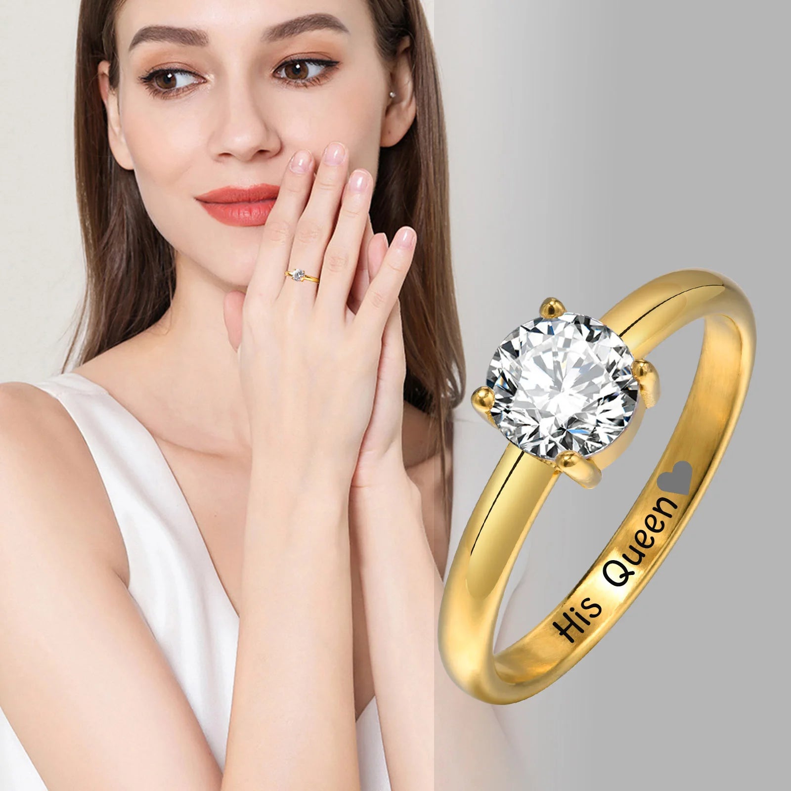 Personalisierte Paarringe als Geschenk mit Karte für Frauen und Männer, PVD-vergoldete Namensringe, Liebesschmuck, Eheringe, individuelle Namensringe, Hochzeitsgeschenke