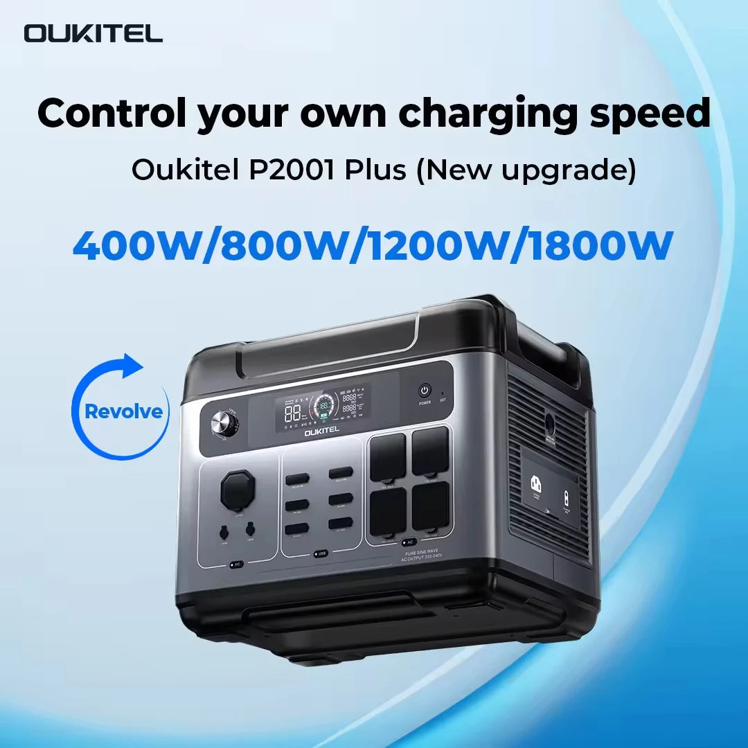 OUKITEL P2001E Plus Tragbare Powerstation 2400W Ausgangsleistung 2048Wh Kapazität LiFePO4 Familie Outdoor Camping Notstromversorgung
