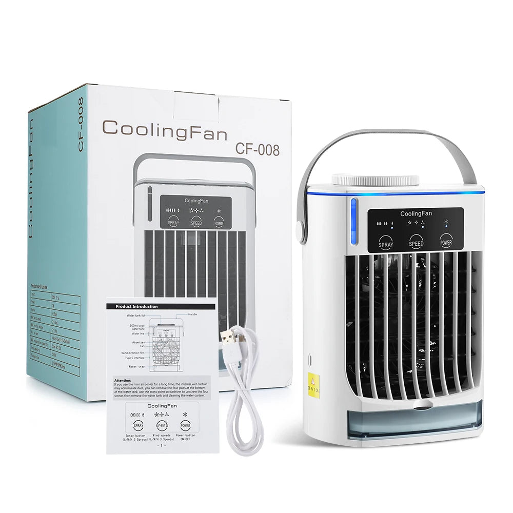 Mini-Klimaanlage Luftkühler Ventilator Tragbarer Wasserkühlungsventilator Mobile Klimaanlage für Zimmer, Büro, Autos