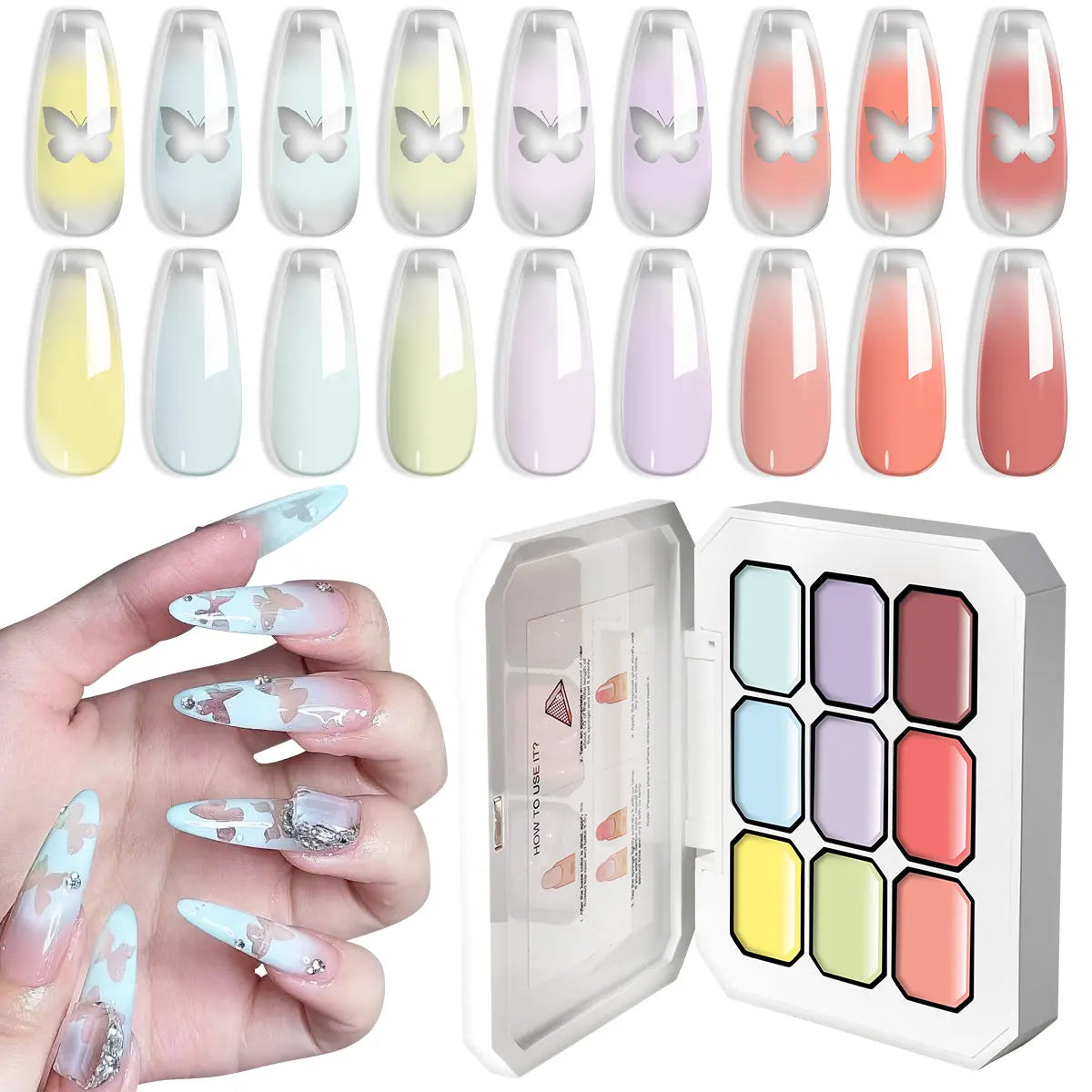 LIMEGIRL Gradient Gel Set Semipermanent – Hochglänzend – Farbverlauf – Buntes Nagelgelpolitur-Set Ablösbarer Lack für Nagelkunstdesign