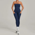 Damen Yoga Jumpsuits Sport Fitness Einteiler Schönheits-Rückengurt Tasche Hüfthebend Slim Fit Laufen Workout Training Bodysuit