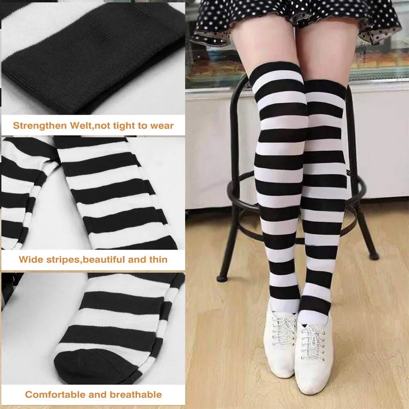 Farbige gestreifte Strümpfe Japanische Overknee-Socken Mode Frauen Warmhalten Socken Sexy Schlanke Lange Socken Strumpfwaren JK Cosplay Lolita Y2k