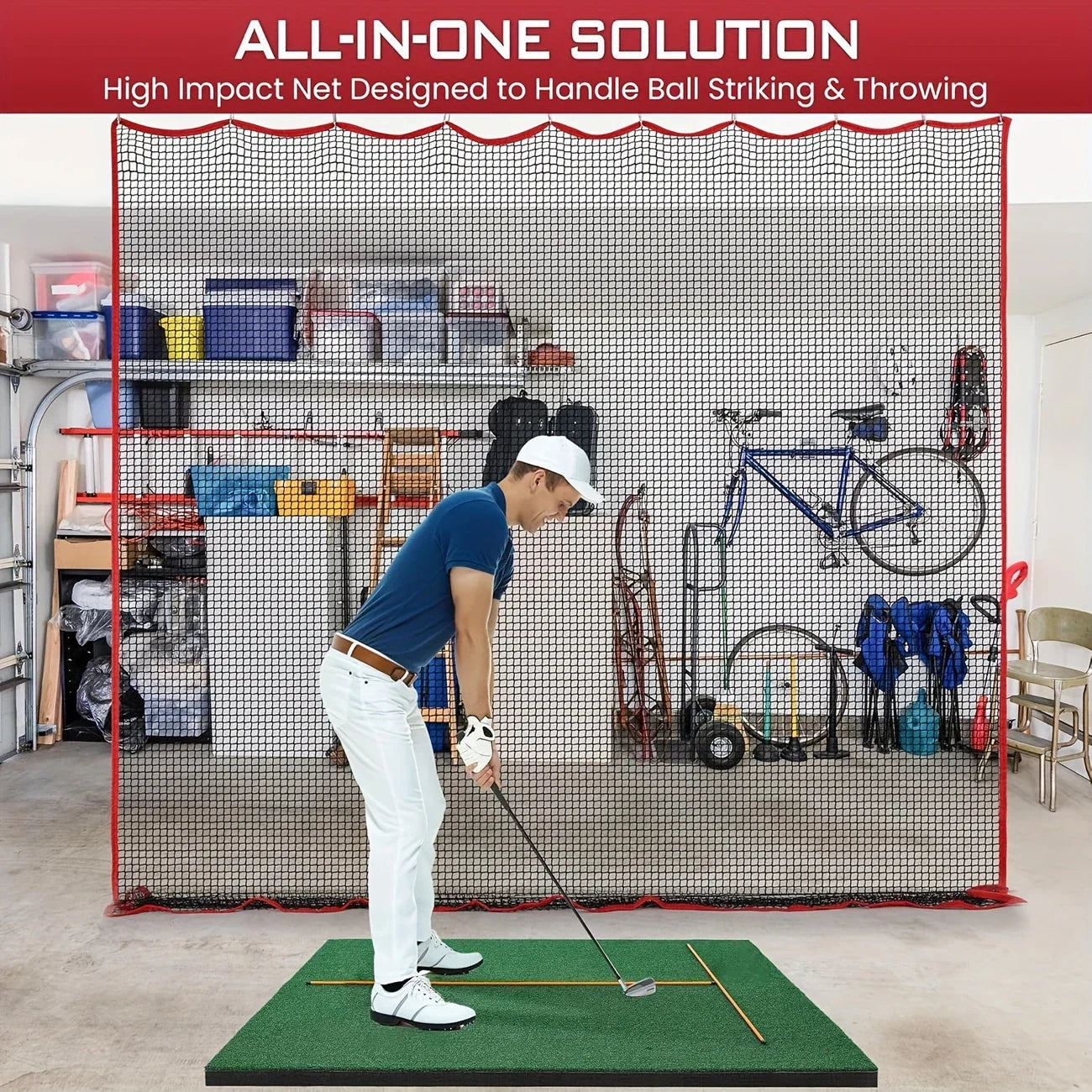 Golfnetz, 3x3 m Golf-Übungsnetz und Sportnetz, hochschlagfestes Golf-Barrierenetz, strapazierfähiges Golfballnetz,