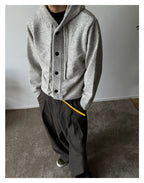 Neue lässige Luxus Strickjacke mit Kapuze für Herren Koreanische Mode Lockerer Cardigan mit Knopfleiste Y2K Vintage Streetwear Strickwaren Mantel