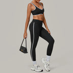 2PCS Damen Yoga-Set Hohe Taille Peach Hip Herausnehmbare Polsterung Sport-BH Hose Fitnessanzug Laufen Workout Gym Leggings Yoga-Set