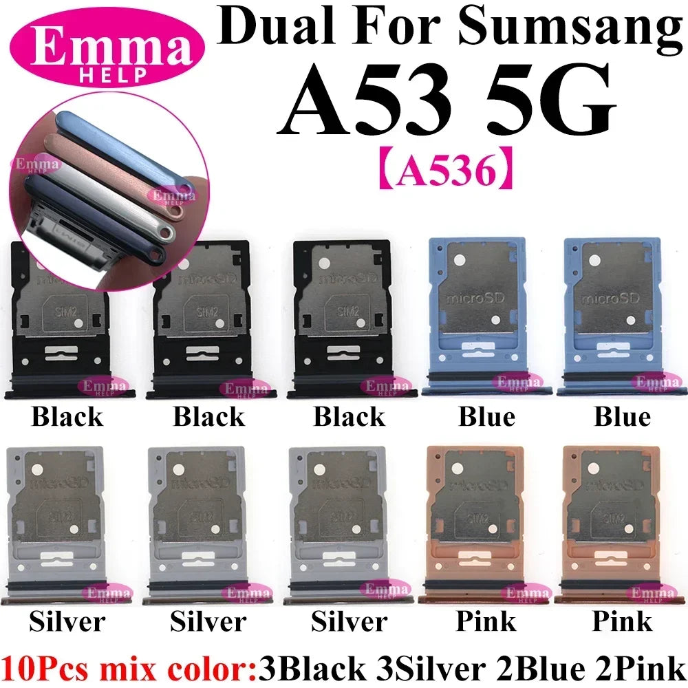 10Pcs Dual-Karten-Telefon-SIM-SD-Kartenfach für Samsung Galaxy A14 A24 A34 A54 A13 A23 A33 A53 A73 SIM-Kartenhalter-Adapter-Schublade