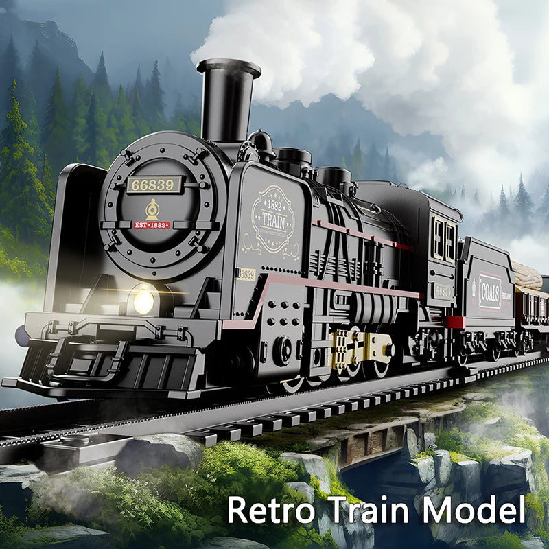 Kinder Retro Elektro-Dampfzug Schienenspielzeug Klassische Eisenbahn Güterzug Hochgeschwindigkeitsstrecken Zugmodell Jungen Spielzeug Weihnachtsgeschenk