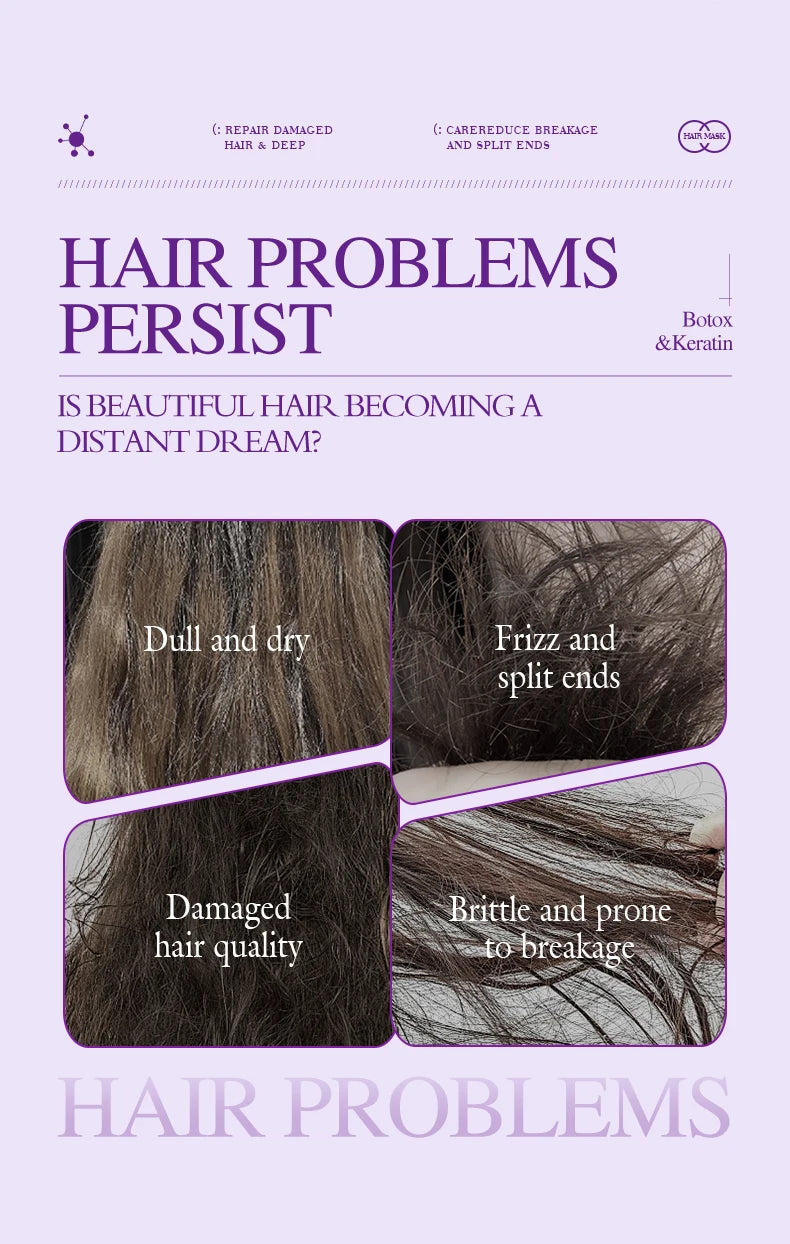 Keratin-Haarmaske Magische 5-Sekunden-Reparatur bei geschädigtem, krausem, weichem, glattem, glänzendem Haar, tiefenwirksame Feuchtigkeitspflege, Haarpflegemaske