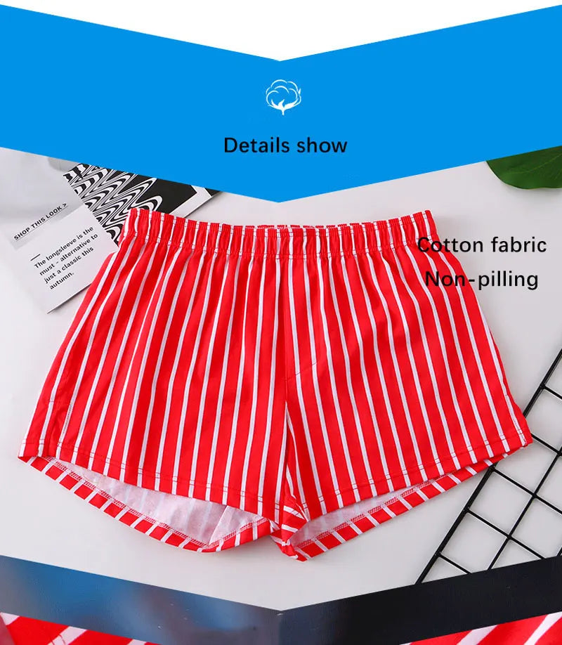Herrenunterwäsche Boxershorts Gestreifte Lose Shorts Trend Herren Slips 100% Baumwolle Arrow Pants Klassische Basics Hauskleidung Schlafunterhosen