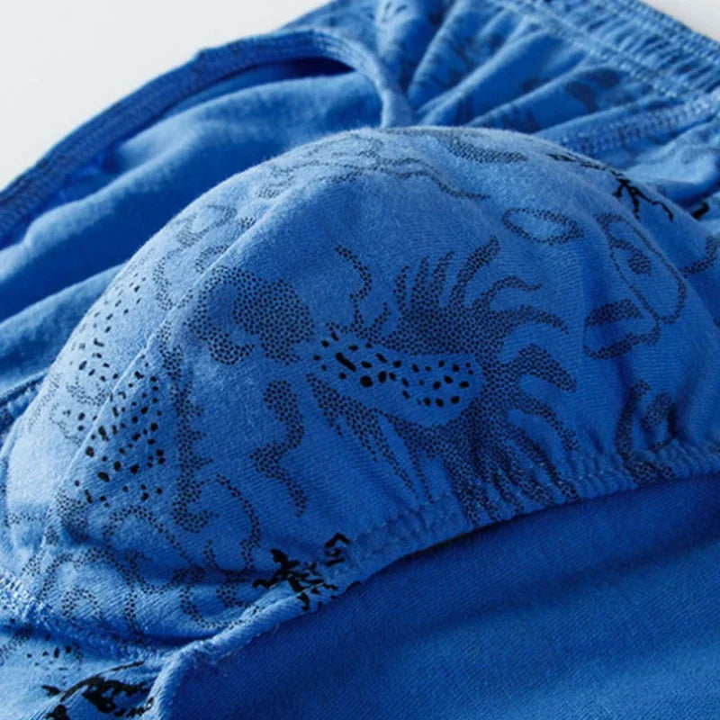 100% Baumwolle Herren-Slips Übergröße Bedruckte Slips Unterwäsche Lockere Dessous Feuchtigkeitsabsorbierend Atmungsaktive Unterhosen