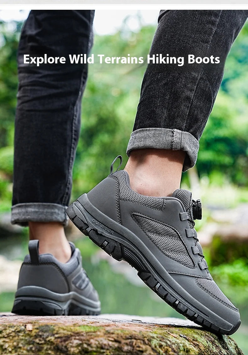 Herren-Outdoor-Sportschuhe für Frühling und Herbst mit drehbarer Schnalle, bequem, rutschfest, Wanderschuhe, große Größen 39–48