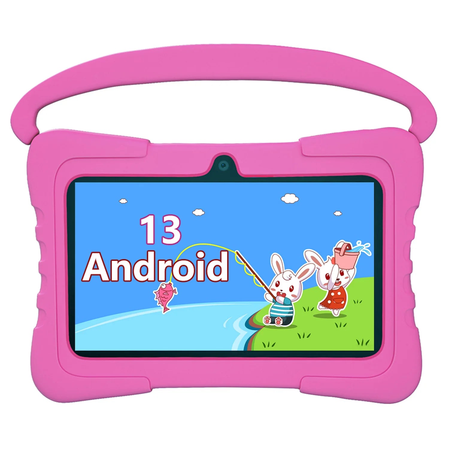 7-Zoll Kinder-Tablet Android 13 Quad Core 4GB RAM 64GB ROM 4000mAh WiFi Bluetooth Kindergeschenk Kindersoftware mit Silikonhülle