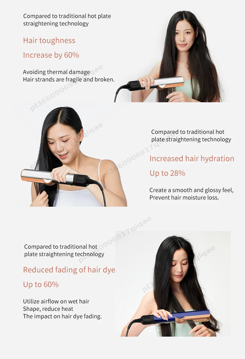 2-in-1 Hair Dryer and Flat Iron Dual Heat Negative Ion Hair Styler for Quick Drying and Straightening Travel Friendly Home Use