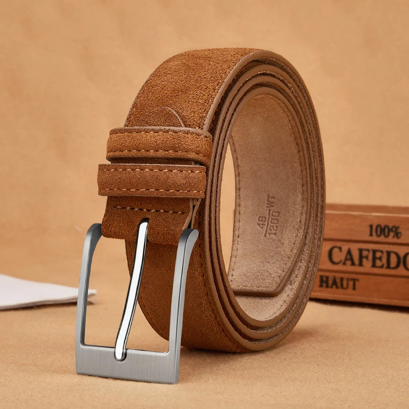 Luxury Suede Cowhide Leather Belt for women, Vintage Style Men belt  3.5cm Wide Waistband for Dresses & Jeans Unisex belt Hauptbild