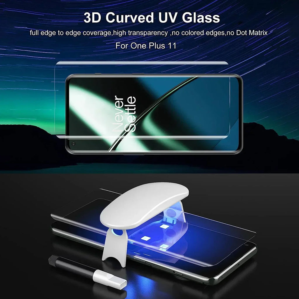 SKIG UV-Panzerglas Für OnePlus 13 12 11 R 10 9 8 7 7T Ace2 Pro Vollflächig klebend, Aushärtung für OnePlus13 Displayschutzfolie