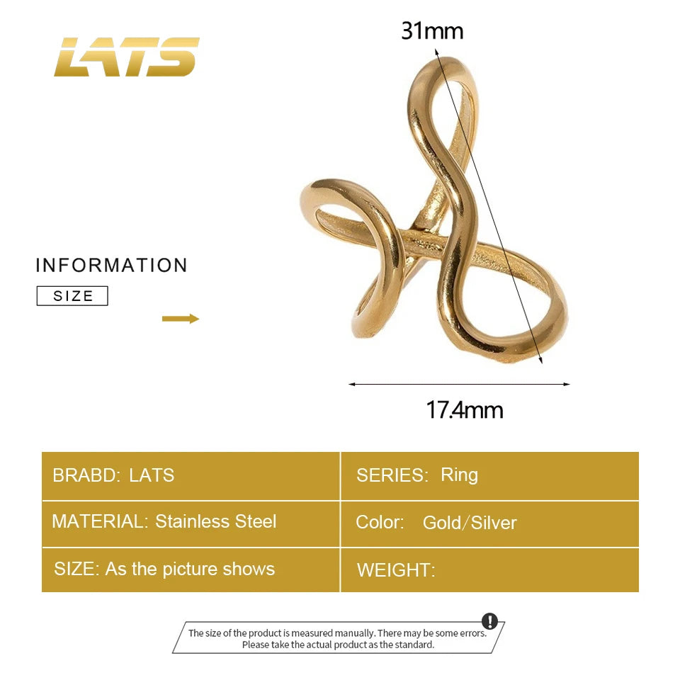 LATS Edelstahl Goldfarbene Ringe für Damen und Herren 2024 Farbecht Beliebte Party Personalisierte Überzogene Charms Schmuck Geschenke